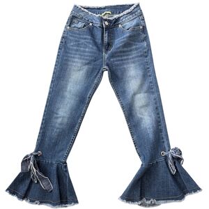 Gianni Bini Jeans Flare Crop‎ Denim size XS Dark Wash Blue Sweet Belle Bottom